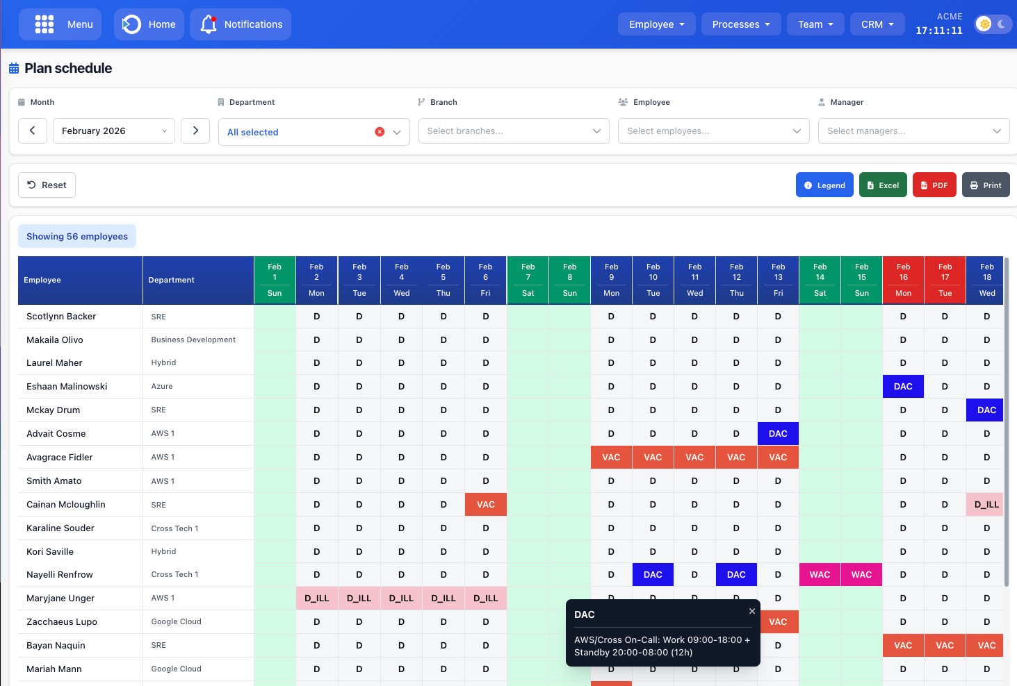 Schedule Plan Interface