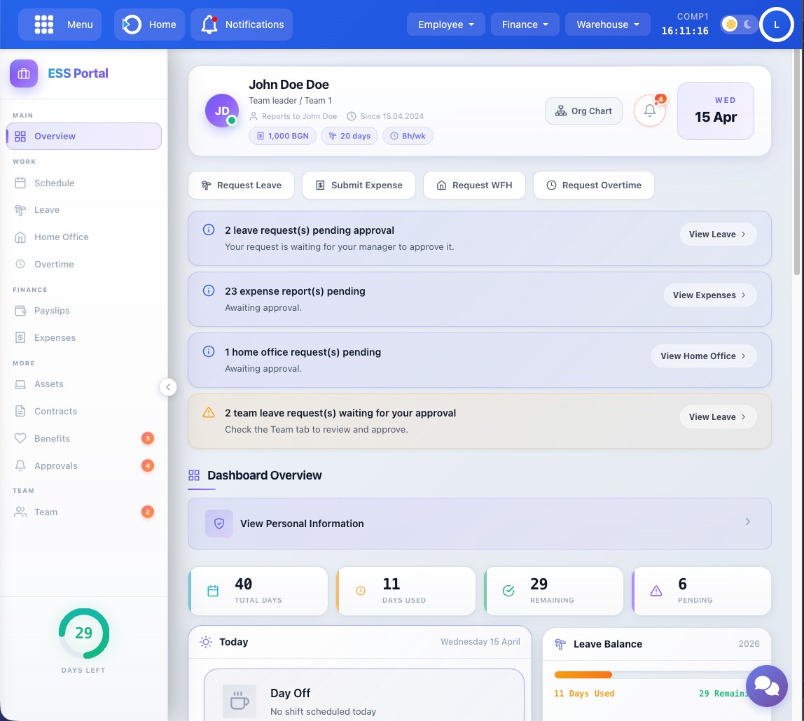 Employee Self-Service Portal interface
